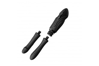 Черная секс-машина с функцией нагрева, насадками и присоской Sesh