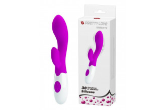 Лиловый вибратор Brighty с клиторальным отростком - 20 см.