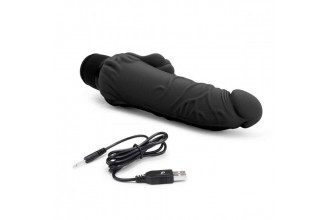 Черный вибратор-реалистик с клиторальными лепестками 7 Realistic Vibrator - 21,5 см.