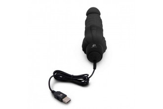 Черный вибратор-реалистик с клиторальными лепестками 7 Realistic Vibrator - 21,5 см.