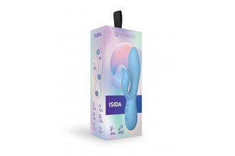 Голубой вибратор-кролик из силикона Isida - 21 см.