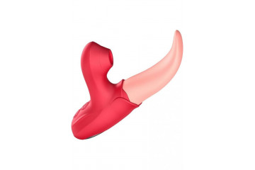 Оригинальный вибратор-язык с вакуумной стимуляцией клитора - 18 см.