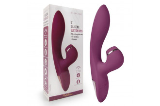 Сливовый вибратор-кролик с вакуумной стимуляцией 5’’ Silicone Suction Kiss - 20,3 см.