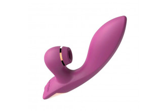 Сливовый вибратор-кролик с вакуумной стимуляцией 5’’ Silicone Suction Kiss - 20,3 см.