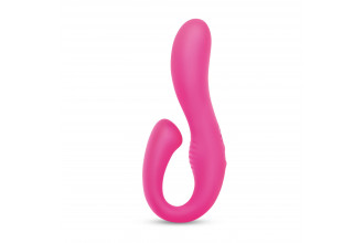 Розовый вибромассажер с клиторальным отростком Harmony Vibe - 16,8 см.