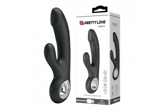 Чёрный вибратор с клиторальным отростком Selene - 19 см.