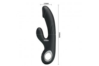Чёрный вибратор с клиторальным отростком Selene - 19 см.