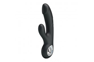 Чёрный вибратор с клиторальным отростком Selene - 19 см.