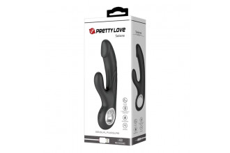 Чёрный вибратор с клиторальным отростком Selene - 19 см.