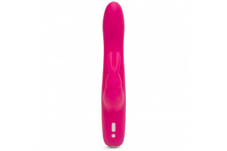 Розовый перезаряжаемый вибратор Rabbit Slimline Curve Rechargeable - 24 см.