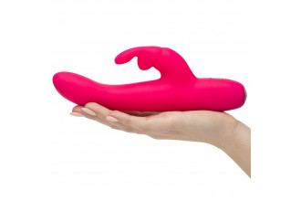 Розовый перезаряжаемый вибратор Rabbit Slimline Curve Rechargeable - 24 см.