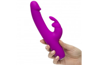 Фиолетовый перезаряжаемый вибратор Rabbit Slimline Curve Rechargeable - 24 см.