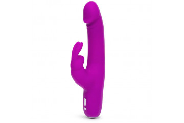 Фиолетовый перезаряжаемый вибратор Rabbit Slimline Curve Rechargeable - 24 см.