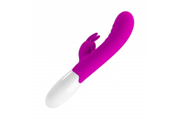 Лиловый вибромассажёр-кролик Cerberus - 21 см.