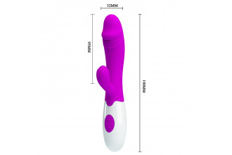 Лиловый вибратор Snappy с клиторальным отростком - 19 см.
