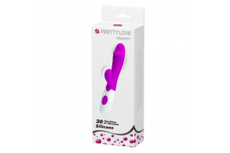 Лиловый вибратор Snappy с клиторальным отростком - 19 см.