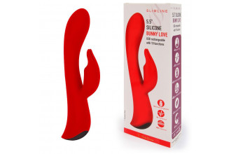Красный вибромассажер-кролик 5 Silicone Bunny Love - 19,1 см.