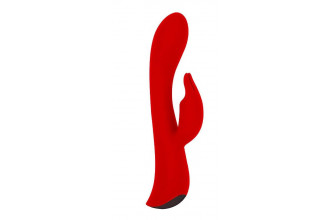 Красный вибромассажер-кролик 5 Silicone Bunny Love - 19,1 см.