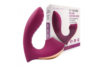 Сливовый L-образный вибромассажёр с вакуумной стимуляцией 3,5’’ Silicone Billow Suction Lover