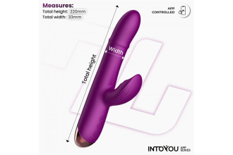 Фиолетовый интерактивный вибратор-кролик с кольцом из бусин и пульсацией Sendel