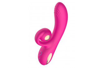Розовый вибратор-кролик с функцией вращения ствола