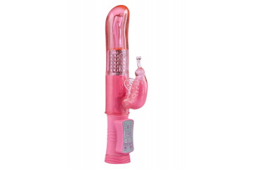 Розовый вибратор Happy Hugging Butterfly - 22,5 см.