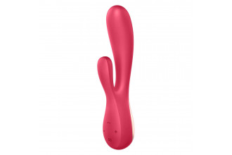 Красный вибратор-кролик Satisfyer Mono Flex с управлением через приложение - 20,4 см.