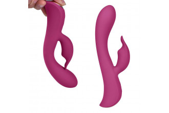 Бордовый вибромассажер-кролик 5 Silicone Bunny Love - 19,1 см.