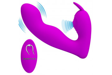 Лиловый вибростимулятор с клиторальным отростком Josephine