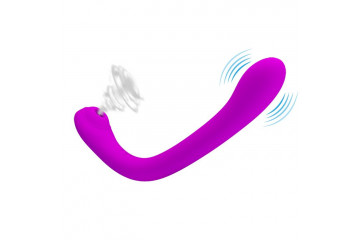 Лиловый вибростимулятор Alex с вакуумной стимуляцией клитора