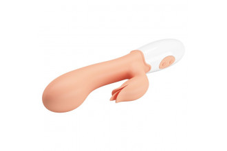 Телесный вибратор с клиторальным стимулятором Bloody Mary - 19,2 см.