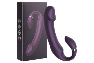 Фиолетовый вибратор с клиторальным отростком - 19 см.