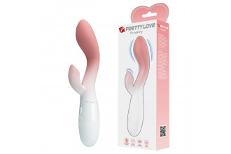 Розово-белый вибромассажёр-кролик Brighty - 20 см.