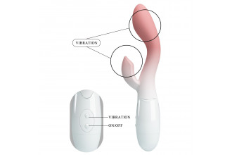Розово-белый вибромассажёр-кролик Brighty - 20 см.