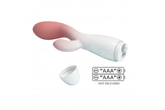 Розово-белый вибромассажёр-кролик Brighty - 20 см.