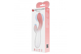 Розово-белый вибромассажёр-кролик Brighty - 20 см.