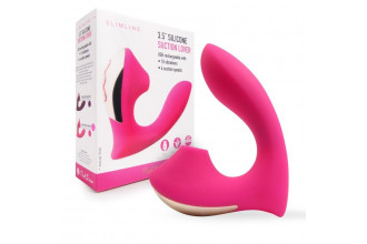 Розовый L-образный вибромассажёр с вакуумной стимуляцией 3,5’’ Silicone Billow Suction Lover