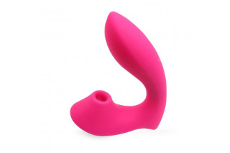 Розовый L-образный вибромассажёр с вакуумной стимуляцией 3,5’’ Silicone Billow Suction Lover