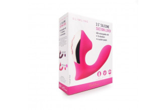 Розовый L-образный вибромассажёр с вакуумной стимуляцией 3,5’’ Silicone Billow Suction Lover