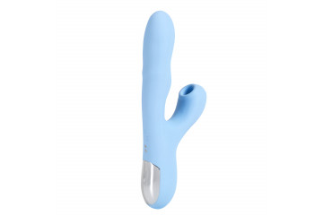 Голубой вибратор с ротацией и вакуумной стимуляцией BeYourLover Rosubi