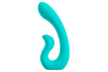 Бирюзовый вибратор NAIRA Dual Heads Vibrator - 17,5 см.
