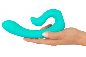 Бирюзовый вибратор NAIRA Dual Heads Vibrator - 17,5 см.