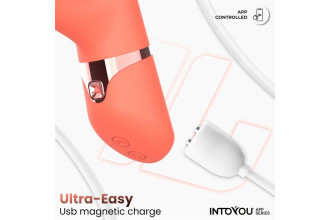 Коралловый вибратор-кролик с кольцом из бусин и имитацией фингеринга Mindy Коралловый вибратор-кролик с кольцом из бусин и имитацией фингеринга Mindy