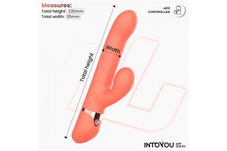 Коралловый вибратор-кролик с кольцом из бусин и имитацией фингеринга Mindy Коралловый вибратор-кролик с кольцом из бусин и имитацией фингеринга Mindy