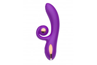 Фиолетовый вибратор-кролик с функцией вращения ствола