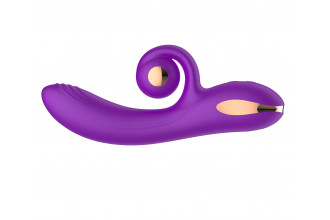 Фиолетовый вибратор-кролик с функцией вращения ствола
