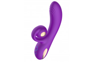 Фиолетовый вибратор-кролик с функцией вращения ствола