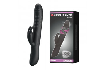 Чёрный вибратор с вращающимися бусинами Colin - 25 см.