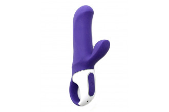 Фиолетовый вибратор Satisfyer Magic Bunny с клиторальным отростком - 17,6 см.