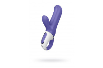 Фиолетовый вибратор Satisfyer Magic Bunny с клиторальным отростком - 17,6 см.